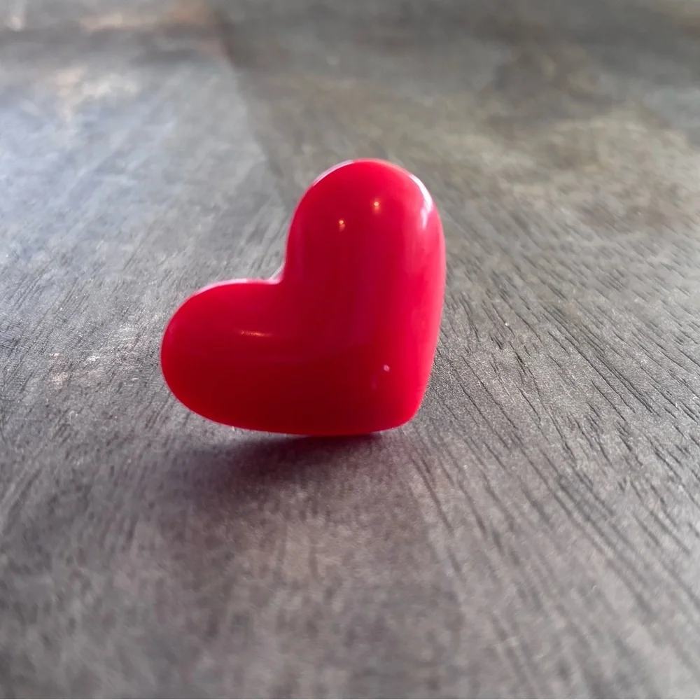 Chunky‎ Red Heart Ring - Bold Resin Statement